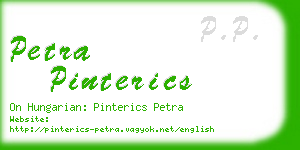petra pinterics business card